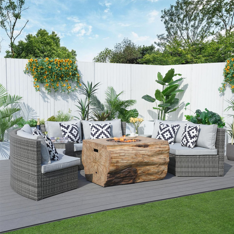 Kob 6- Person Outdoor Patio Conversation Furniture Set With Fire Pit