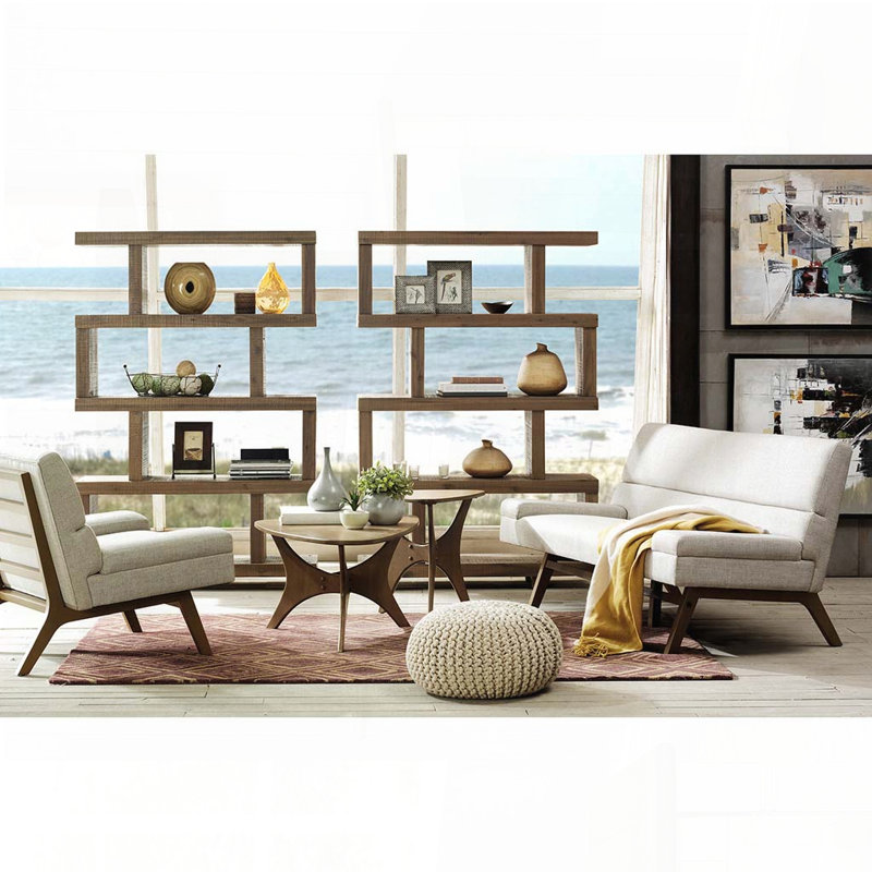 Triangle Wood Side Table with Pecan Finish