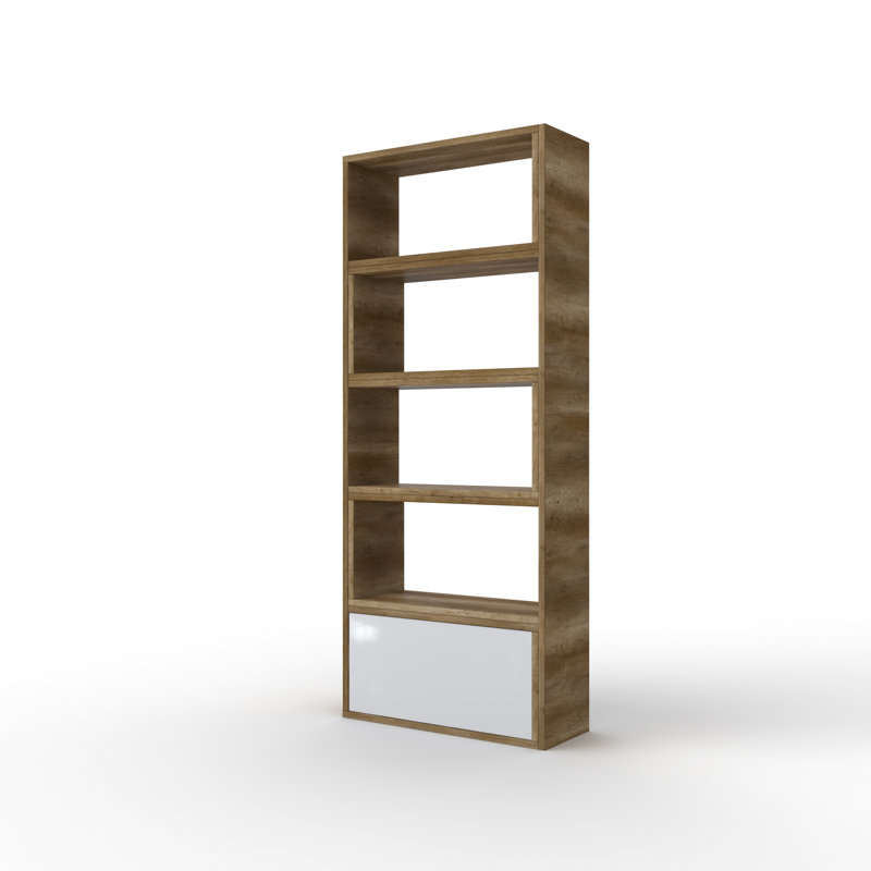 187.5cm H x 130cm W Standard Bookcase, Brown, White