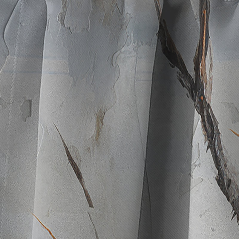Minimalisme blanc et gris Cherry Blossom - Rideau floral occultant Cherry Blossom - 1 panneau, L 52 po x L 95 po
