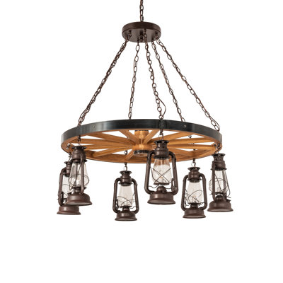 Lustre en forme de roue de chariot à 6 lumières Aquia
