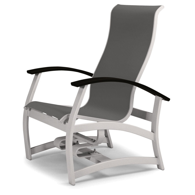 Askar Powder Coated Aluminum Outdoor Lounge Chair, Black P70, Titanium Sunbrella®, Gloss White