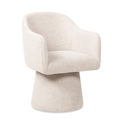 Marcy Swivel Upholstered Dining Arm Chair, Simple Gray Chenille