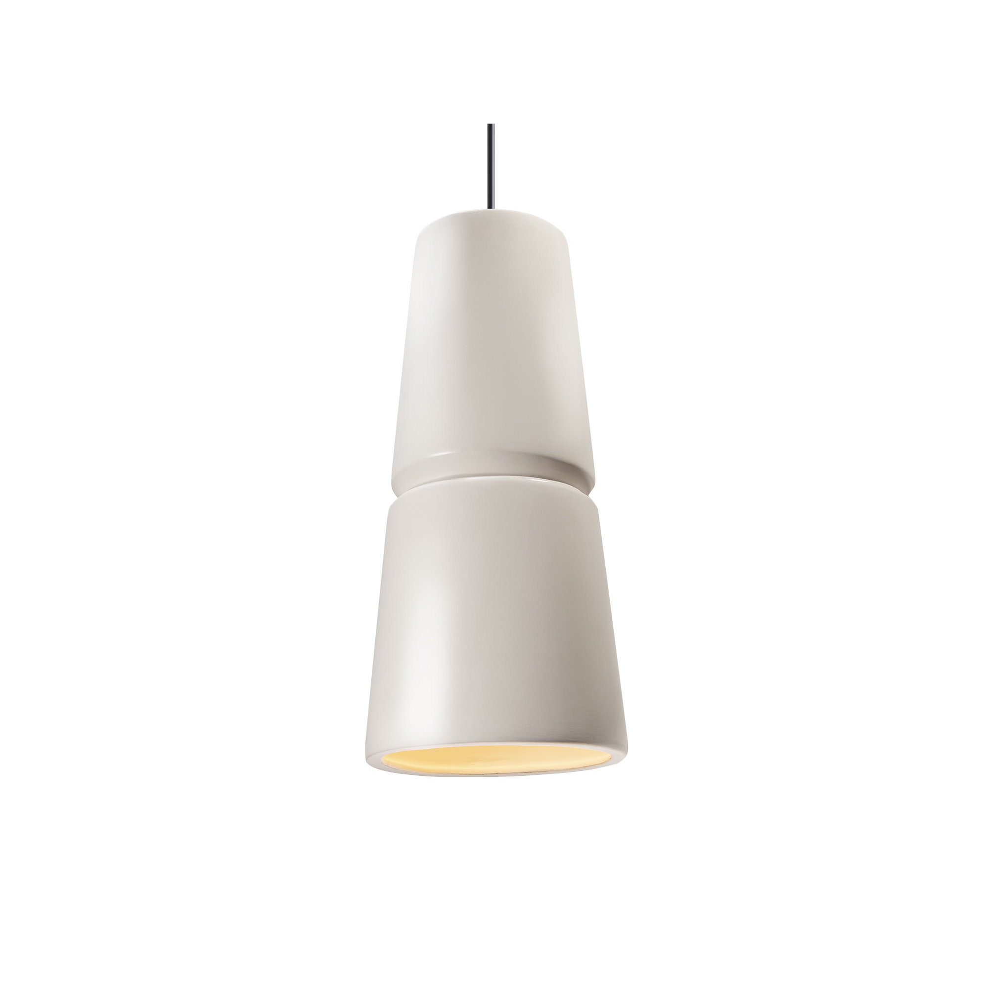 Logan 1 - Light Single Cone Pendant, Matte Black, Bisque, 18" H x 8" W x 8" D