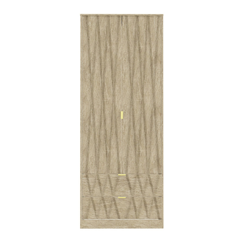Fully Assembled Efka Diamond Wardrobe, Light OakWood Veneer