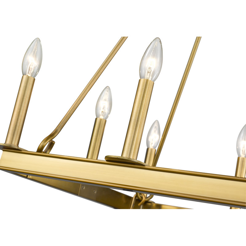 Hoglund 8 - Light Dimmable Geometric Chandelier, Olde Brass, 31" H x 20" W x 20" D