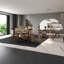 Ensemble de table de salle à manger noir élégant avec chaises en polyuréthane de style moderne, parfait pour un appartement ou une cuisine