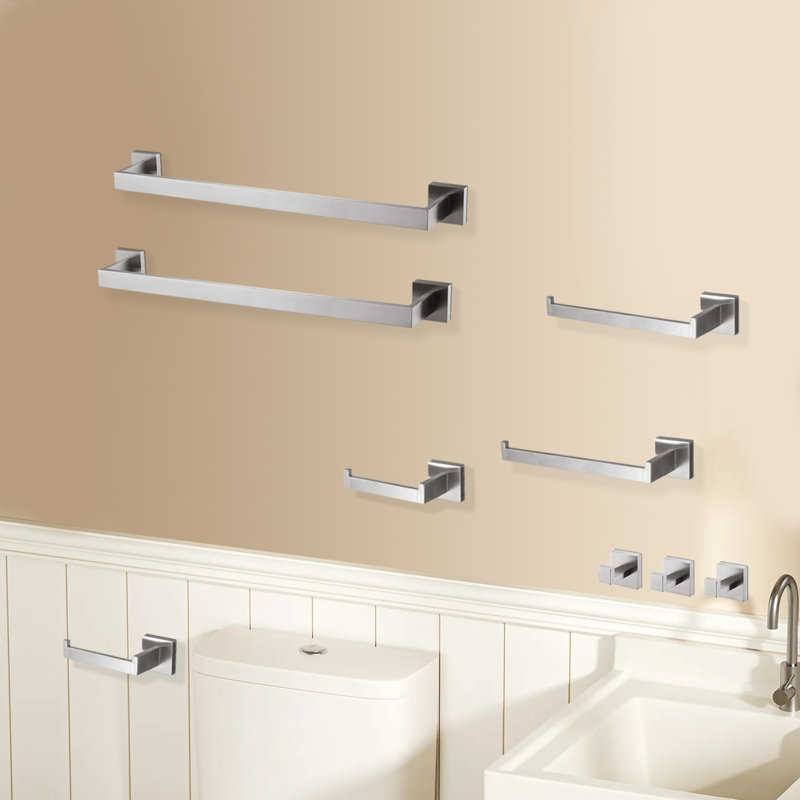 9 -Piece Stainless Steel Bathroom Hardware Set With Mounting Hardware In Brushed Nickel