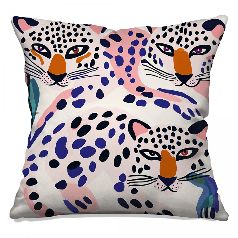 Abstract Leopards Illustration Double Sided Throw Pillows, 20 po x 20 po