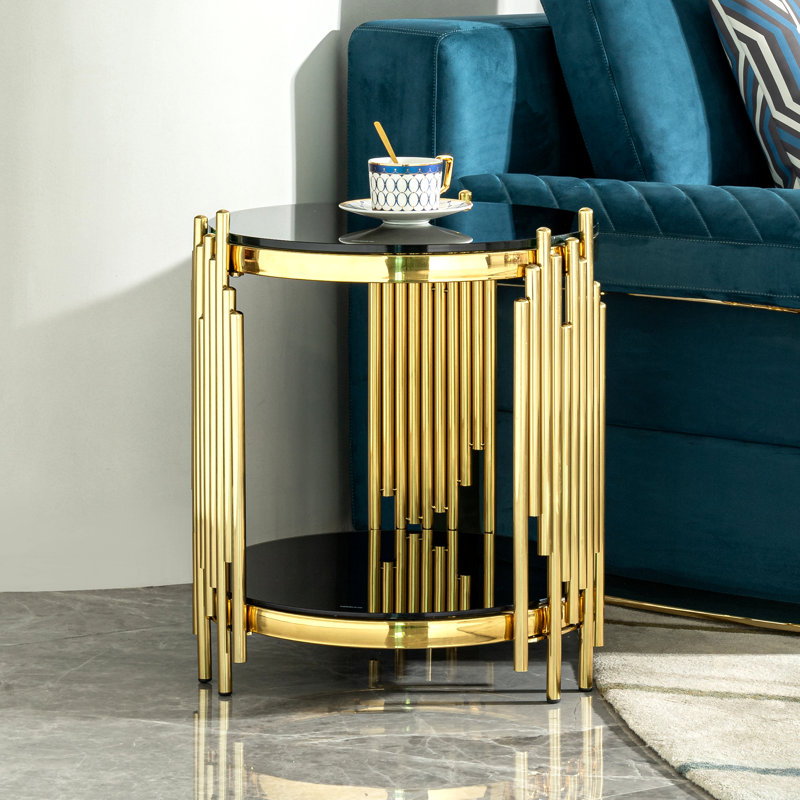 Table d'appoint en verre trempé double couche