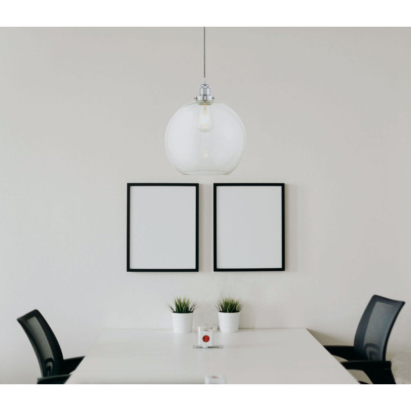 Brianna 1 - Light Polished Chrome Single Pendant, 31cm H x 30cm W x 30cm D