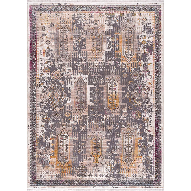 Tapis abstrait gris / brun Kanter, Rectangle 8 pi x 11 pi
