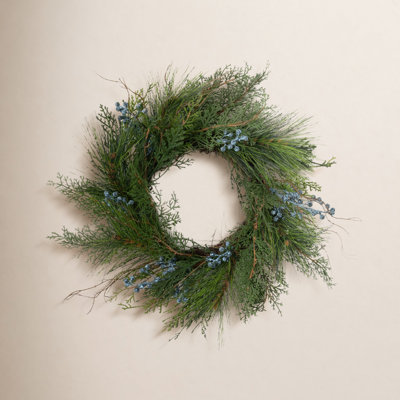 15'' Faux Juniper Plastic Wreath