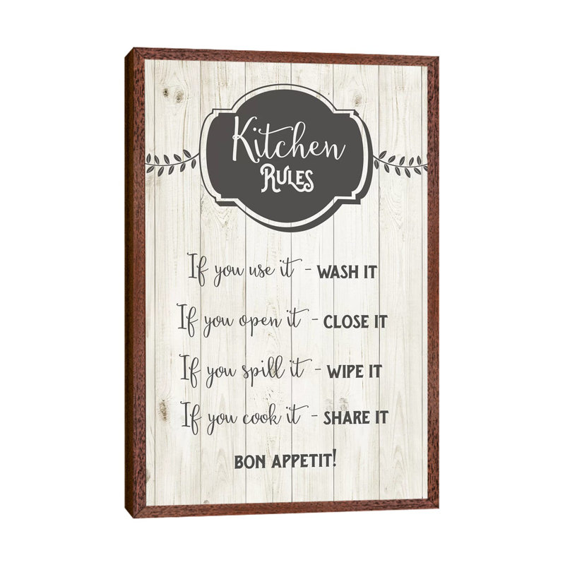 Kitchen Rules by Amanda Murray - Print on Canvas, Classic Brown Wood Framed, 101.6cm H x 66.04cm W x 3.81cm D