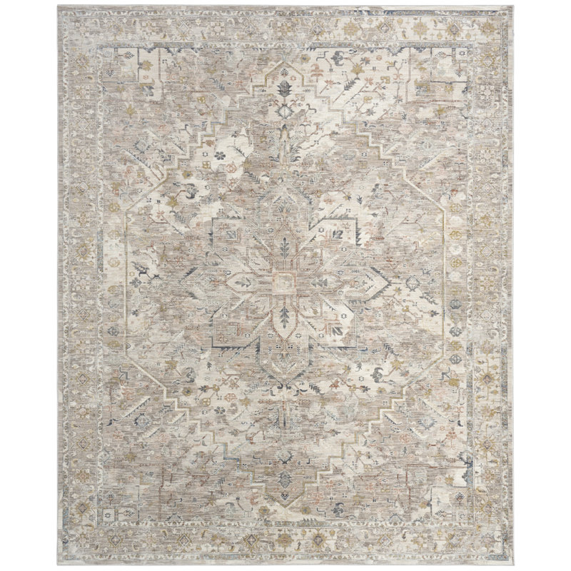 Geralyn 3'11" x 5'10" Ivory Multicolor Vintage Indoor Rug, Rectangle 3'11" x 5'10"