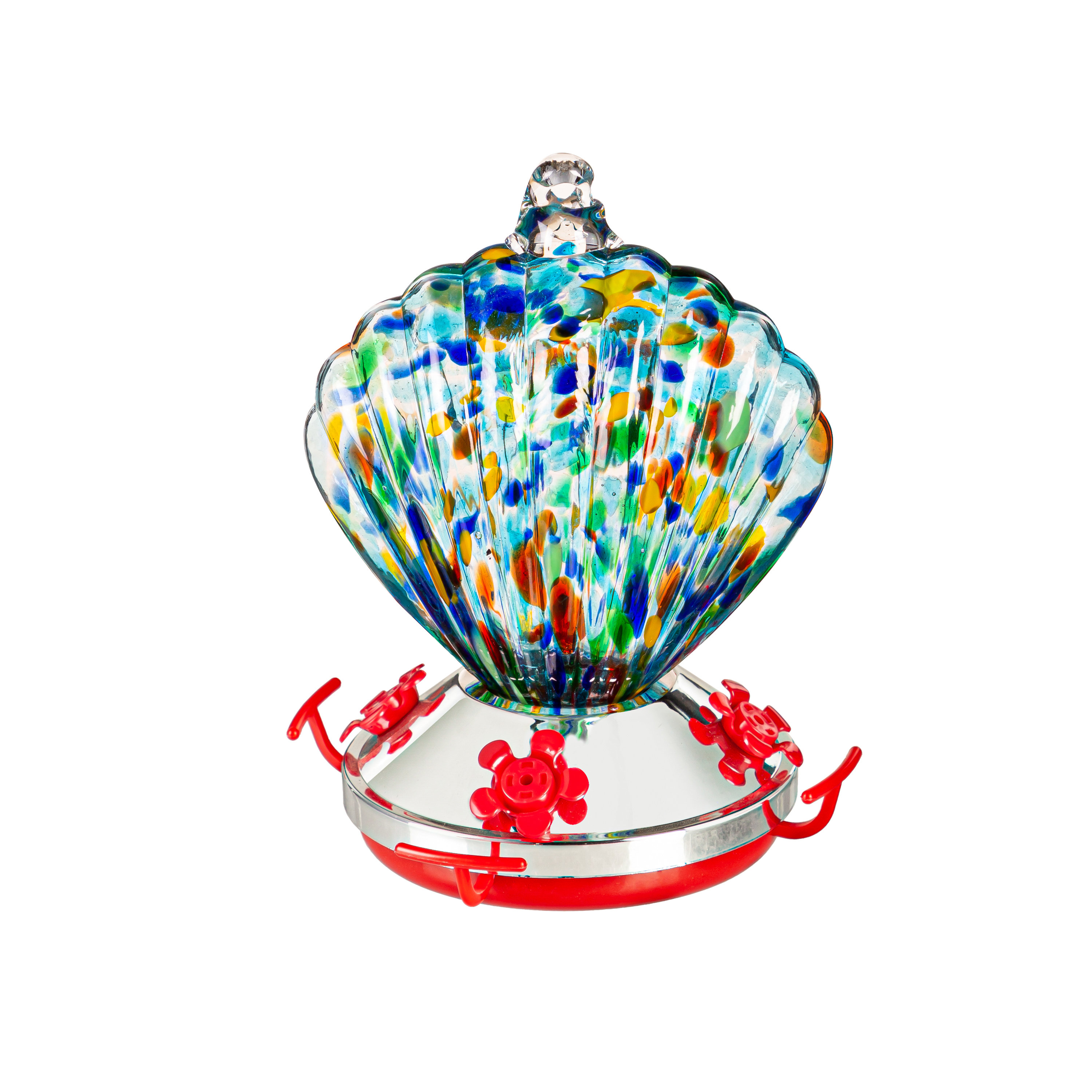 Arlmont & Co. Art Glass Shell Hummingbird Feeder, Spotted - Wayfair Canada