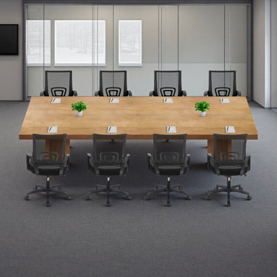 8-person Modern Natural Wood Solid Wood Conference Table Set