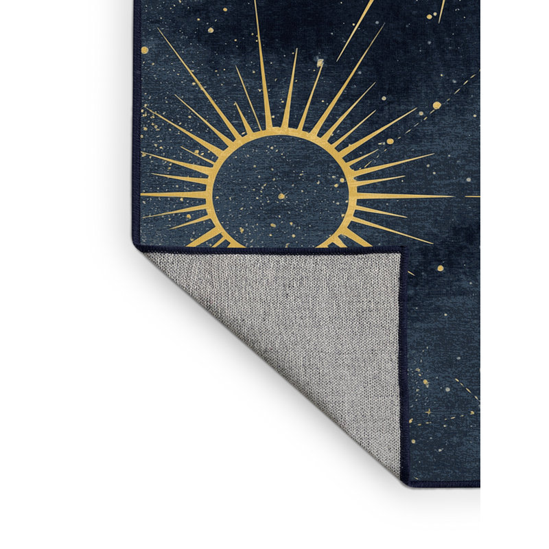 Tapis gris lavable à la machine Northville Mid-Century Starburst, 2 x 5