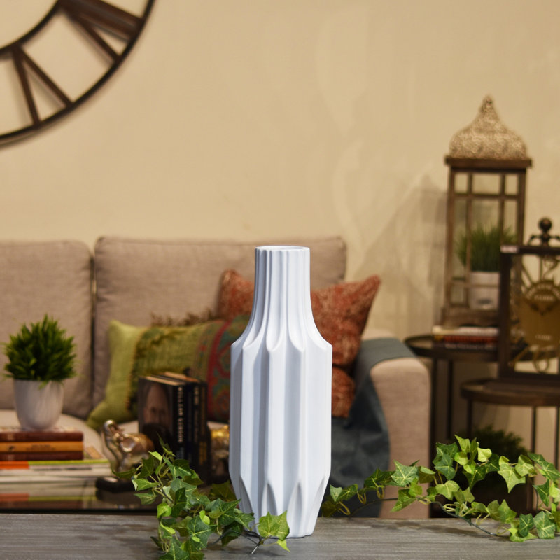 Guidry Ceramic Table Vase, White