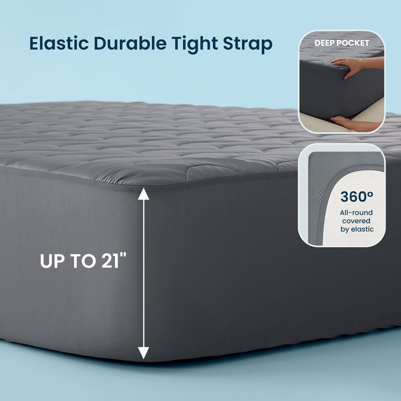 Housse de protection matelassée et imperméable pour matelas, Simple extra long