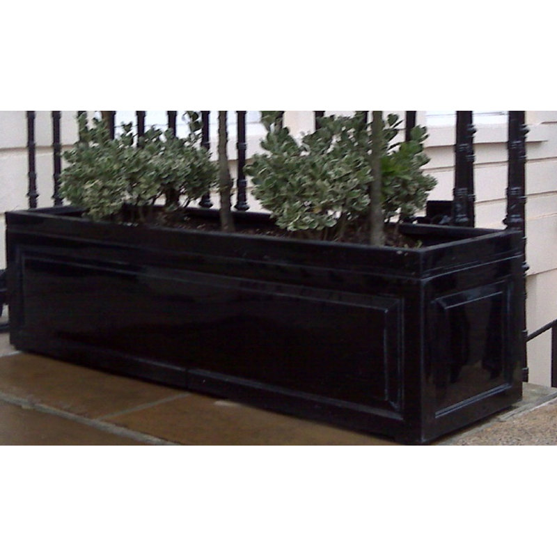 Haldeman Fiberglass Planter Box, Black, 46cm H x 38cm W x 137cm D