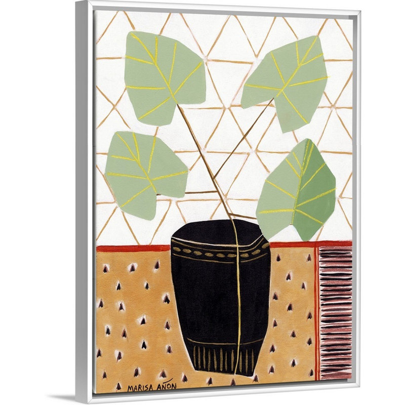 Art sur toile nappe dorée V, Toile avec cadre blanc, H 42 po x l 32 po