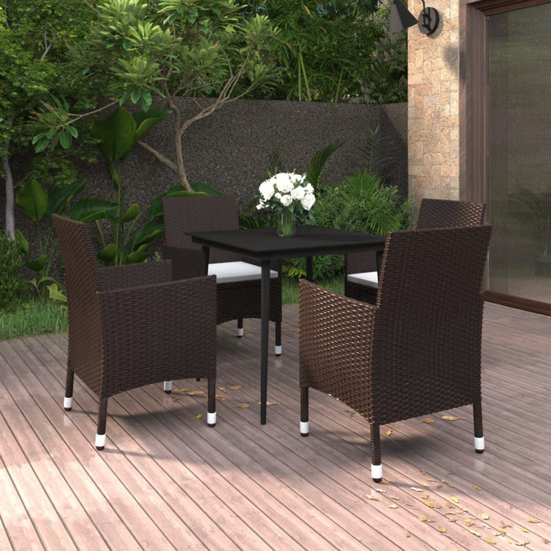 Ensemble repas extérieur pour 8 personnes L 78,7 po Drashti, Blanc, Noir, 4