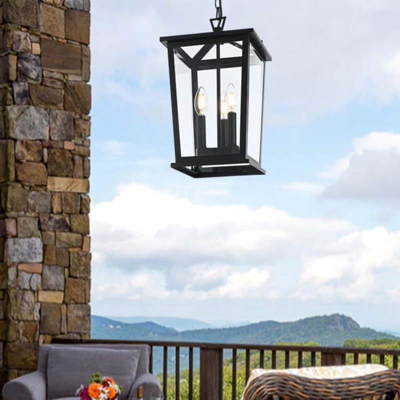 Luminaire suspendu d'extérieur 9,5 pouces Deidra en noir