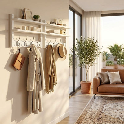 Solid Wood 8 - Hook Coat Rack