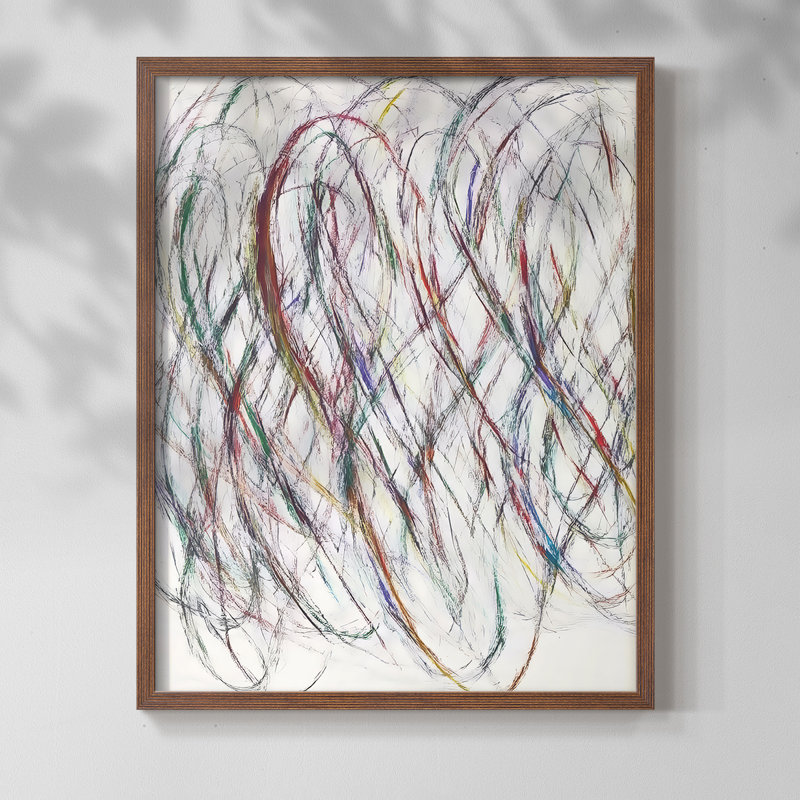 Série ABSTRACT DCCCLV - Impression encadrée de qualité supérieure - Prêt à être accroché - Aucun clou requis, Noyer