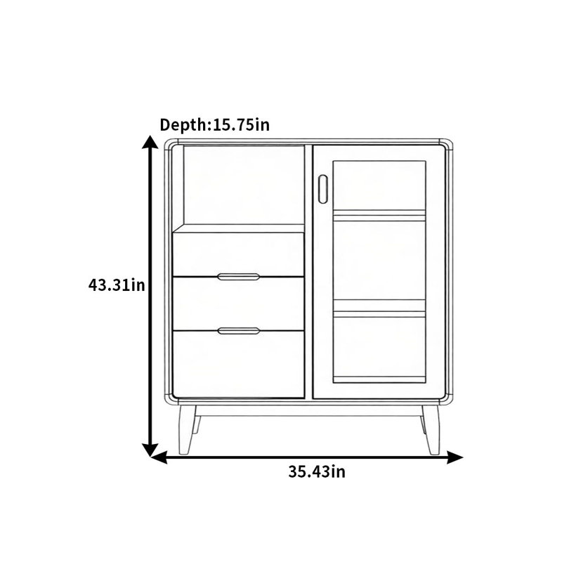 Buffet Rurale, 43,31 po H x 35,43 po P 15,75 po