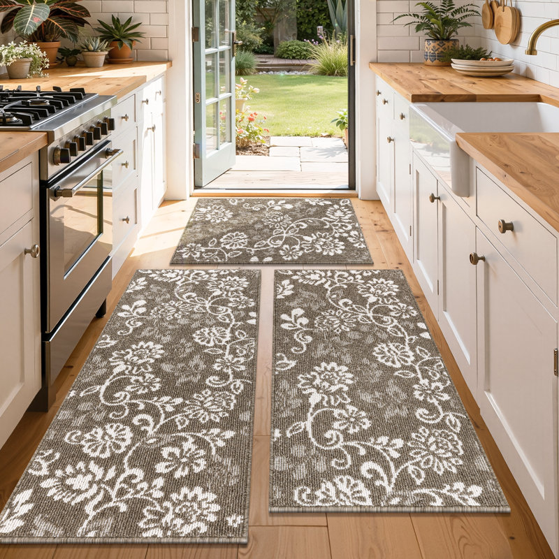 Tapis de cuisine lavable antidérapant l 24 po (ensemble de 3), Tanné