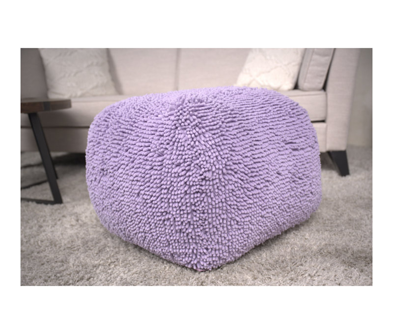Pouf carré en microfibre lavande - Tabouret d'appoint moelleux avec sièges moelleux pour le salon et la chambre à coucher