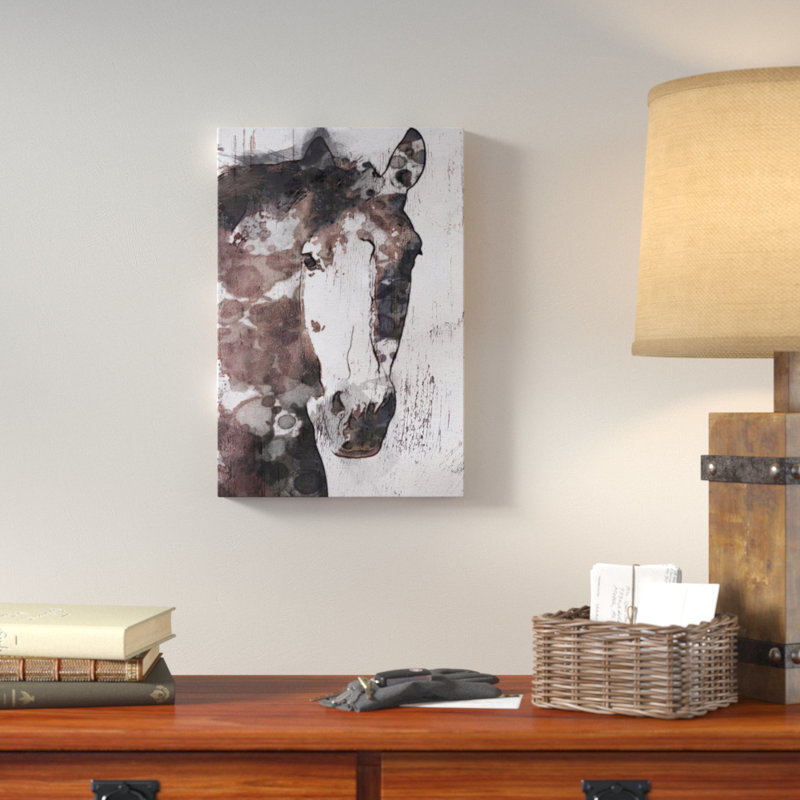 Superbe cheval iv, impression sur toile tendue, H 24 po x l 16 po x P 1 po, Papier d'art encadré noir, Blanc