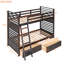 Lit superposé simple au-dessus d'un lit superposé en bois massif avec tiroirs à deux couleurs - arrangement de sommeil sûr et fiable dans un espace supplémentaire pour une solution fonctionnelle dans une chambre à coucher