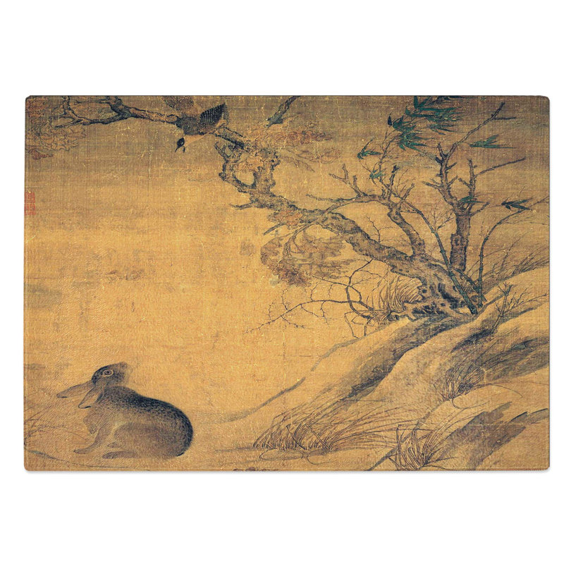 Glass Magpies & Hare by Cui Bai Chopping Board, 28.5 cm W x 20 cm L