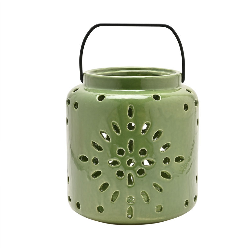 Arvizu 8.4cm No Power Source Required / Manual Outdoor Lantern, Green