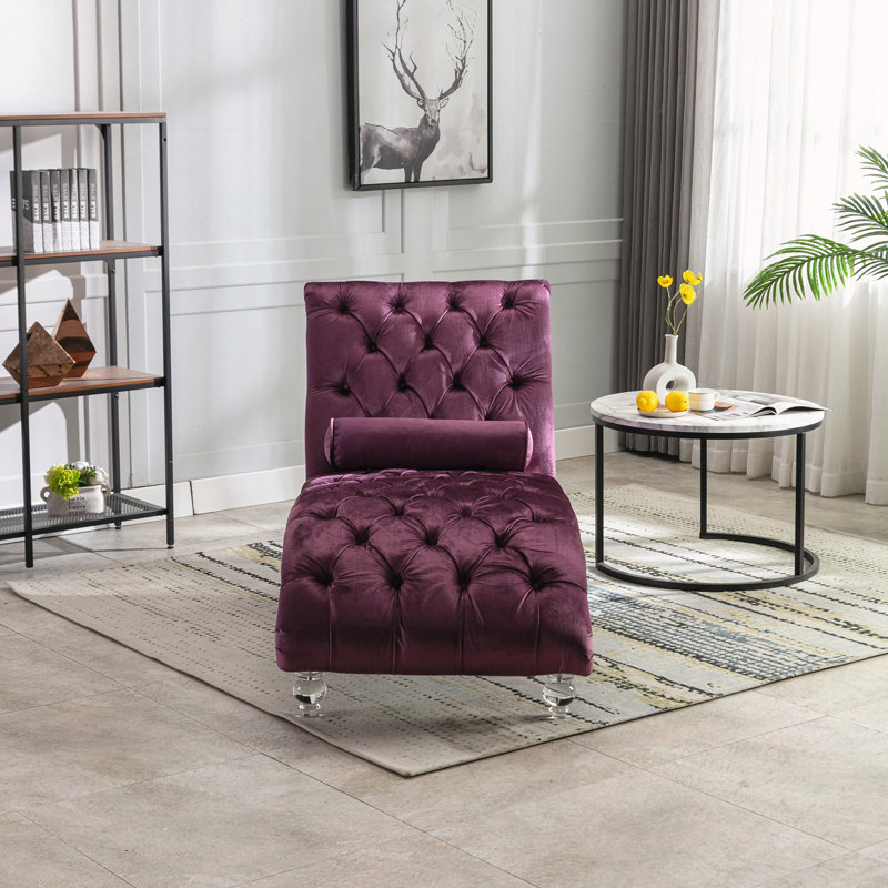 Chaise longue capitonnée à boutons, Violet