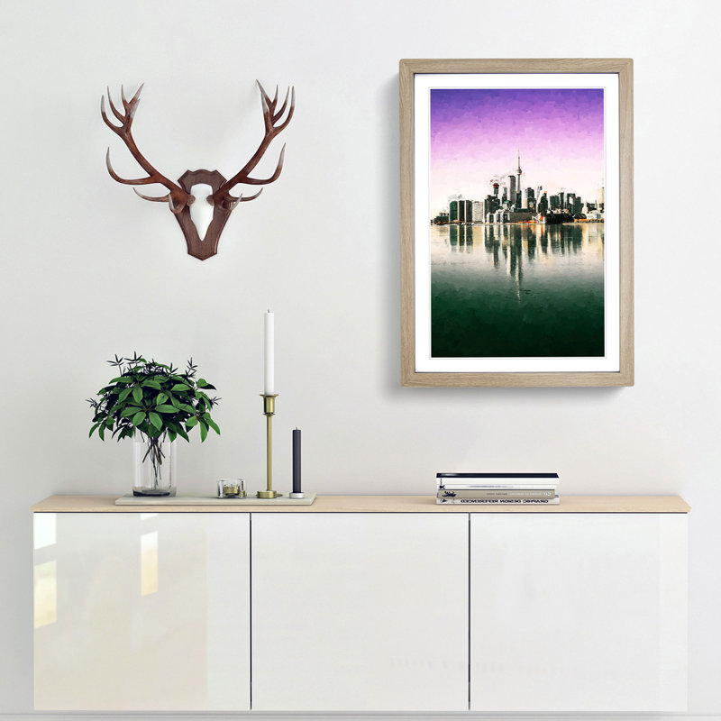 Skyline of Toronto in Canada in Abstract - Picture Frame Graphic Art Print, Oak Framed, 48cm H x 36cm W x 2cm D