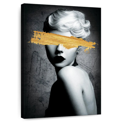 Leisha Retro Blonde Girl Gold Brush Stroke