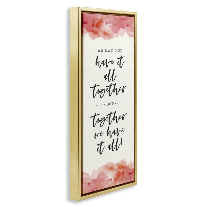 «Romantique phrase avec rosé aquarelle encadré flottant toile par Stephanie Workman Marrott fwp-210, H 31 po x l 15 po