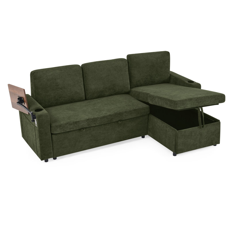 Lit escamotable en chenille avec table rétractable, éclairage décoratif à DEL, ports, porte-gobelets et rangement pour une table d'ordinateur portable multifonctionnelle pour une maison familiale
