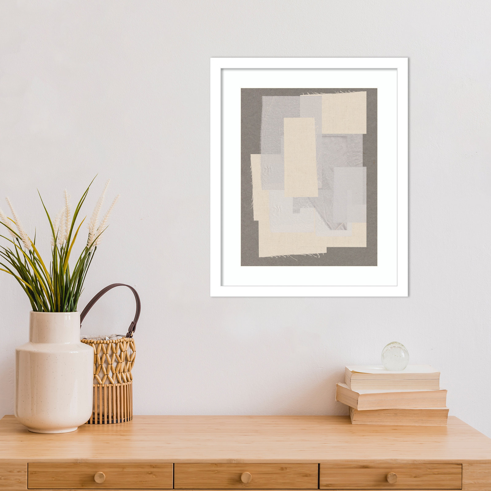 Pifer "Fabric Pattern Collage No 7" Print, White, 17" H x 14" W