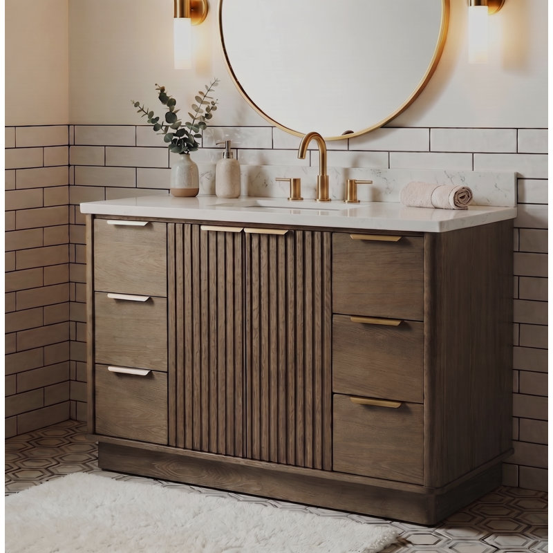 Savoy Bathroom Vanity with Top, 48", Walnut