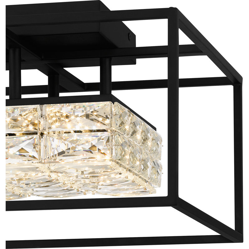 Plafonnier semi-encastré 1 lumière DEL 15,75 po, Noir mat