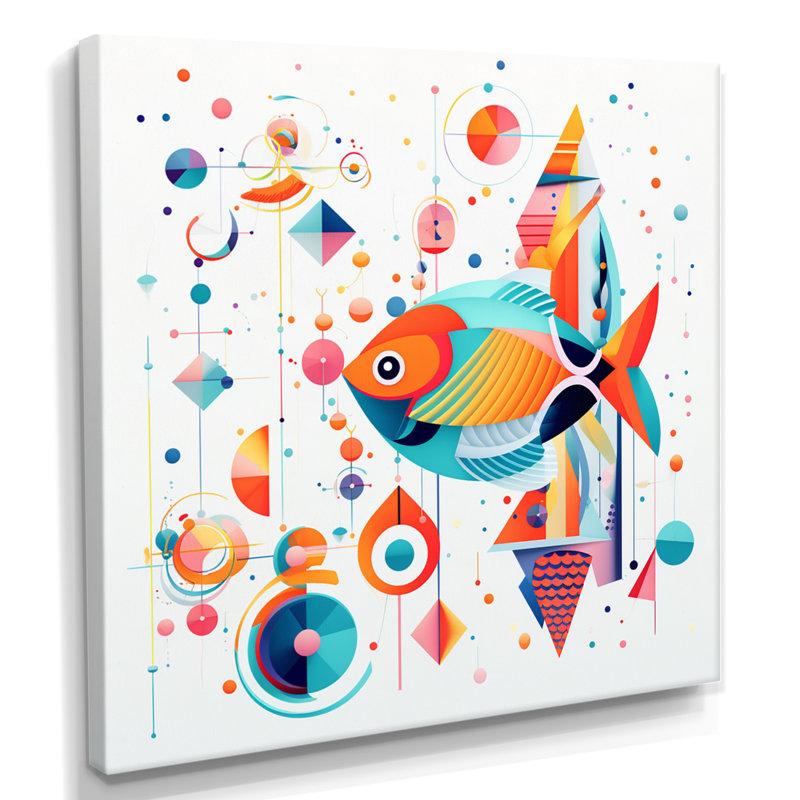Poisson rouge coloré nageant dans la nature - poisson, art mural, salon, Toile tendue, H 36 po x l 36 po