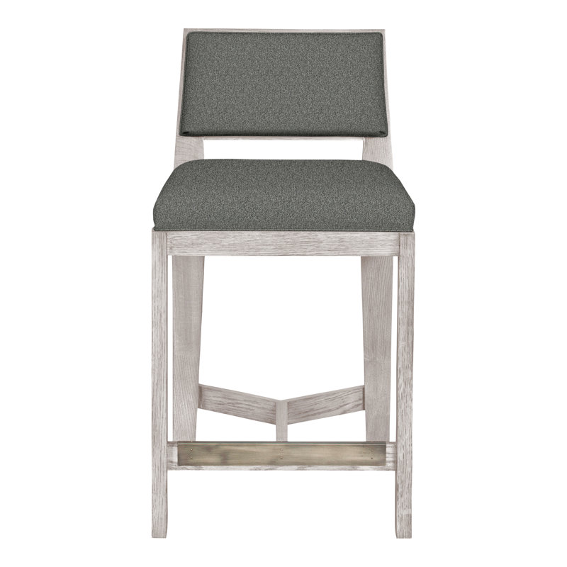 Scoville By Thom Filicia Upholstered Counter Stool with Solid Wood Frame, Gris colombe, Étain Ian