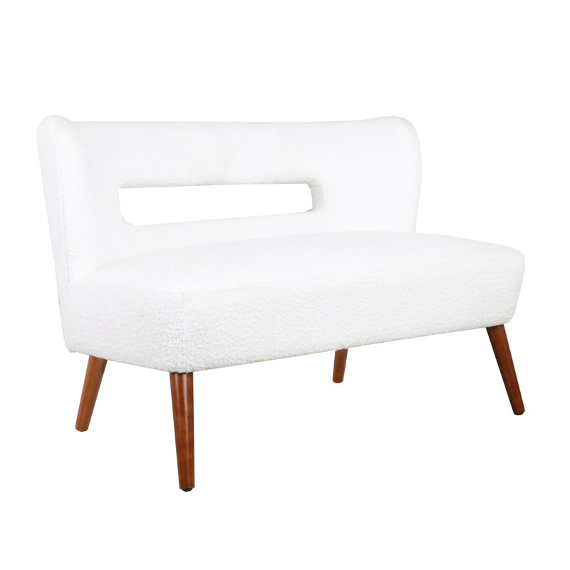Ashyia 45.47'' Loveseat with Rubberwood Legs, White