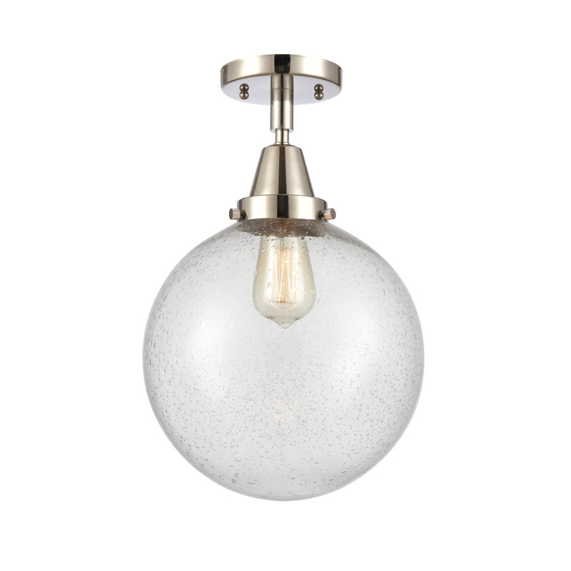 Amede Glass Flush Mount, 12.5" H x 10" W x 10" D, Seedy, Polished Nickel