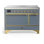 Cuisinière à induction de 48 pouces avec 6 éléments à induction en bleu gris (garniture laiton) Majestic III Series